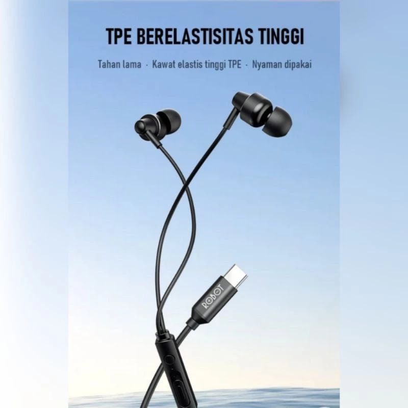 Headset ROBOT REC240S Type C Oblique in Ear Earphone Colokan Tipe C