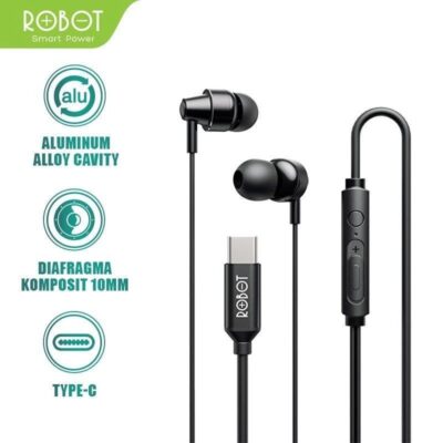 Headset ROBOT REC240S Type C Oblique in Ear Earphone Colokan Tipe C