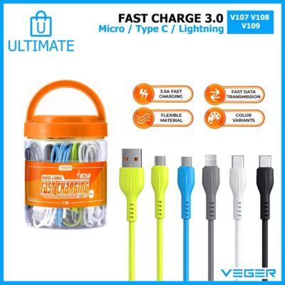 Kabel Data Veger V-107 Micro USB QC3.0 Fast Charging Original