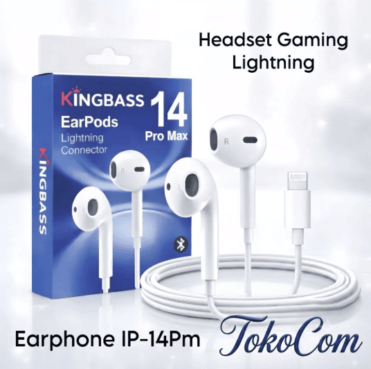 Handsfree iPhone 14 Pro Lightning Earphone Auto Pop-Up Bass Music Mic