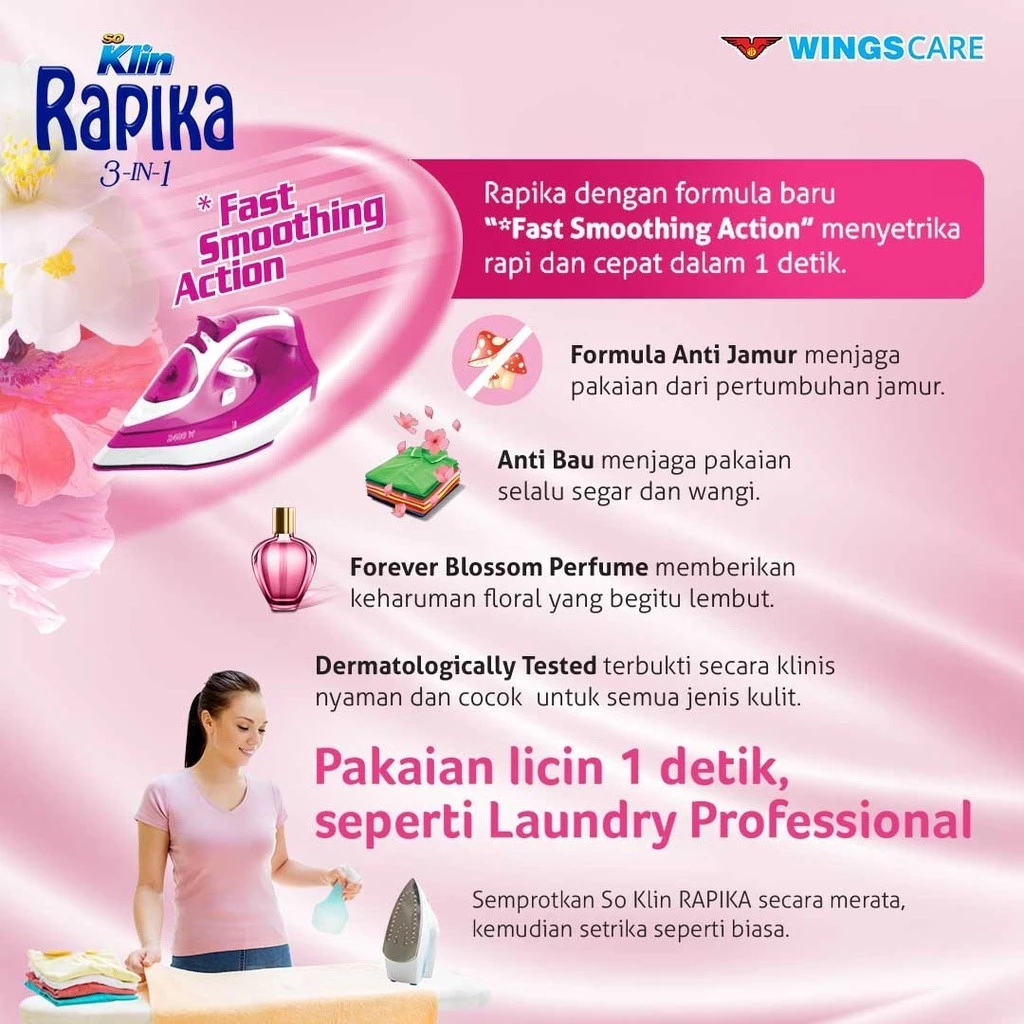 Rapika Pewangi Pakaian Merah Forever Blossom Pouch 300ml - Gambar 2